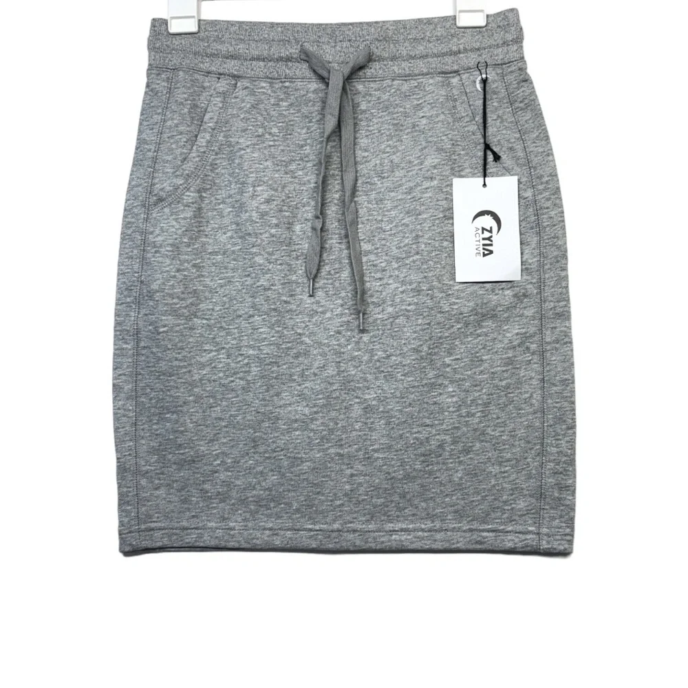 Zyia Take Me Everywhere Gray Casual Activewear Cotton Blend Skirt NWT Womens XS